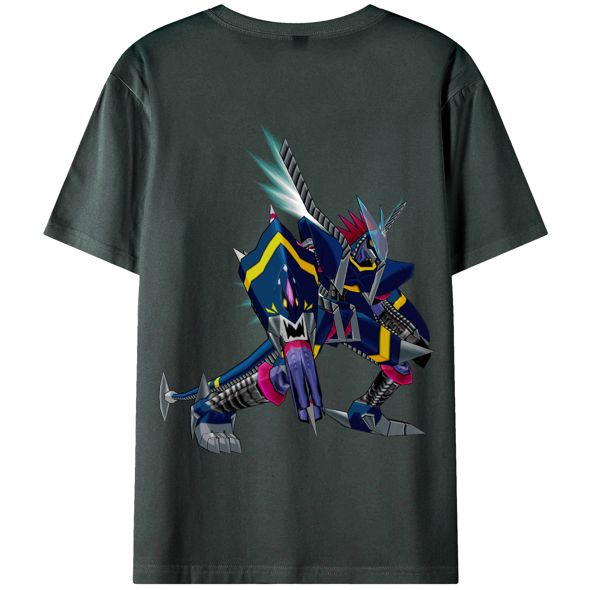 （画像用） Digimon デジタルモンスター/デジモン 綿100％ メンズ半袖Tシャツ（バックプリント） 通気性